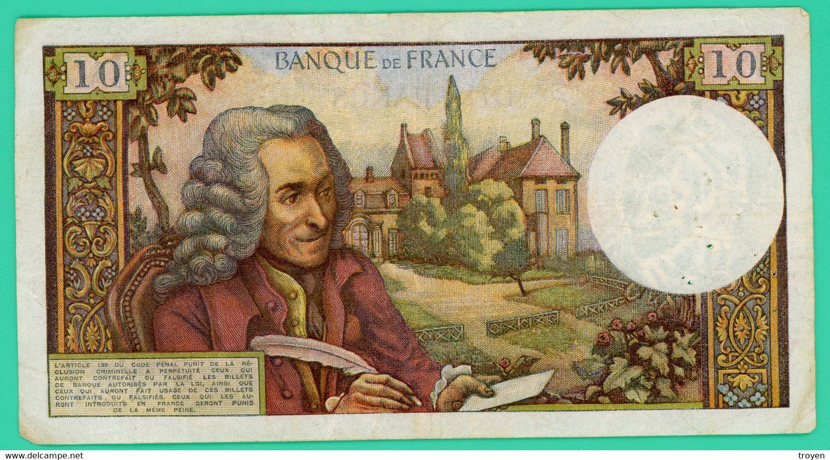 10 Francs - Voltaire - France -  D.6-1-1966.D  N° 49359 / N.214  - TB +- - 10 F 1963-1973 ''Voltaire''