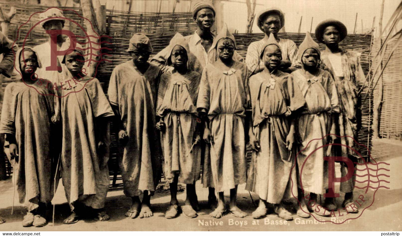 AFRICA. GAMBIA. NATIVE BOYS AT BASSE, GAMBIA RIVER. RPPC. - Gambia