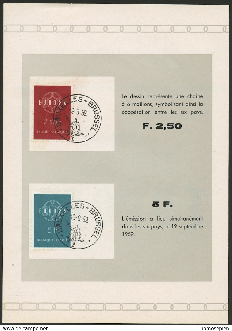 Belgique - Belgium - Belgien Encart 1959 Y&T N°FDE1111 à 1112 - Michel N°ETB1164 à 1165 - EUROPA - 1951-1960