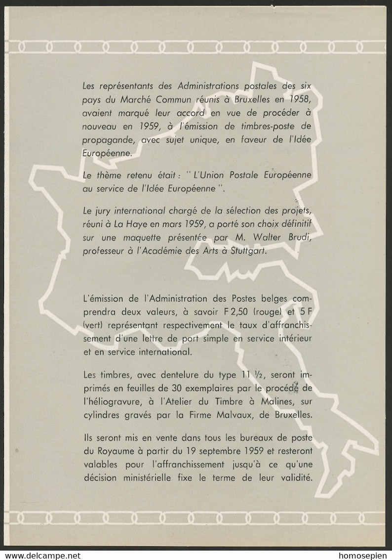 Belgique - Belgium - Belgien Encart 1959 Y&T N°FDE1111 à 1112 - Michel N°ETB1164 à 1165 - EUROPA - 1951-1960