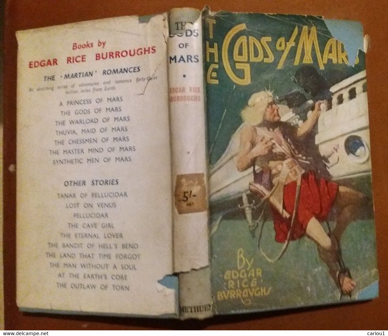 C1 Edgar Rice Burroughs THE GODS OF MARS Methuen 1942 JAQUETTE Dust Jacket PORT INCLUS France - Ciencia Ficción