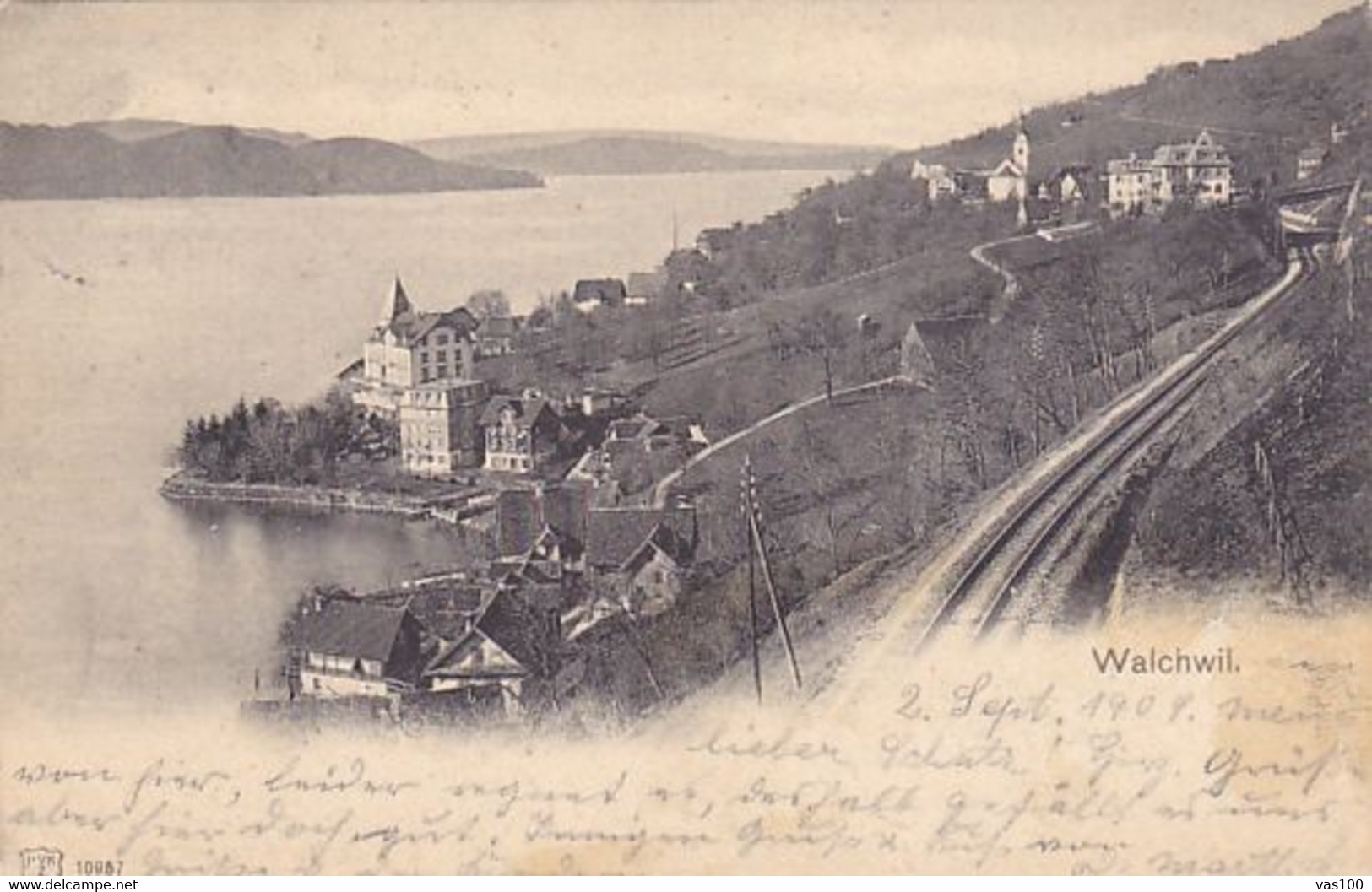 CPA WALCHWIL- PARTIAL VILLAGE PANORAMA, RAILWAY, BRIDGE - Walchwil