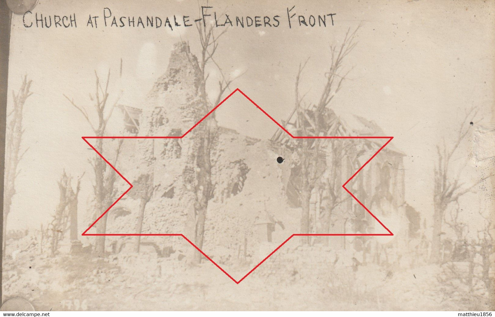 CP Photo 14-18 PASSCHENDAELE (Passendale, Zonnebeke) - Les Ruines De L'église (A244, Ww1, Wk 1) - Zonnebeke