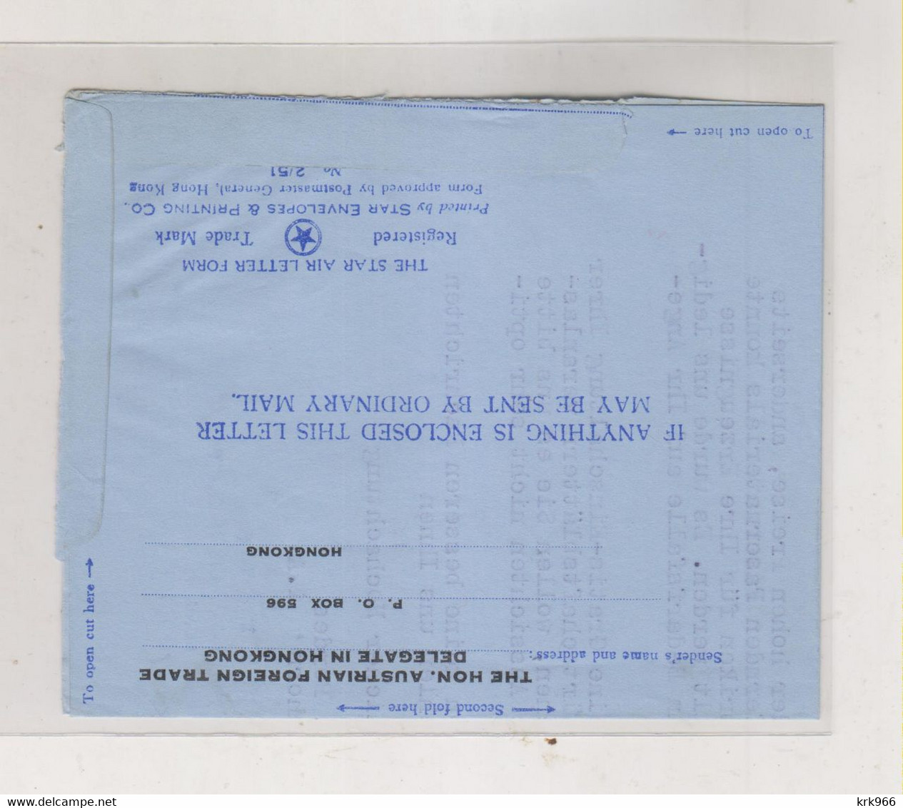 HONG KONG 1959  Airmail Cover To Austria - Cartas & Documentos