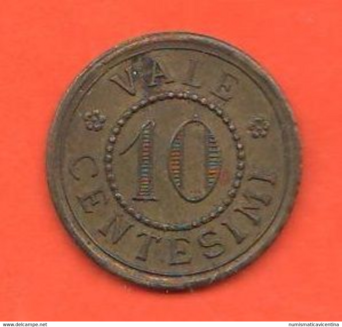 Italia 10 Centesimi Gettone Necessità Monetale XIX° Secolo 10 Cents Token Coin Bronze - Monétaires/De Nécessité