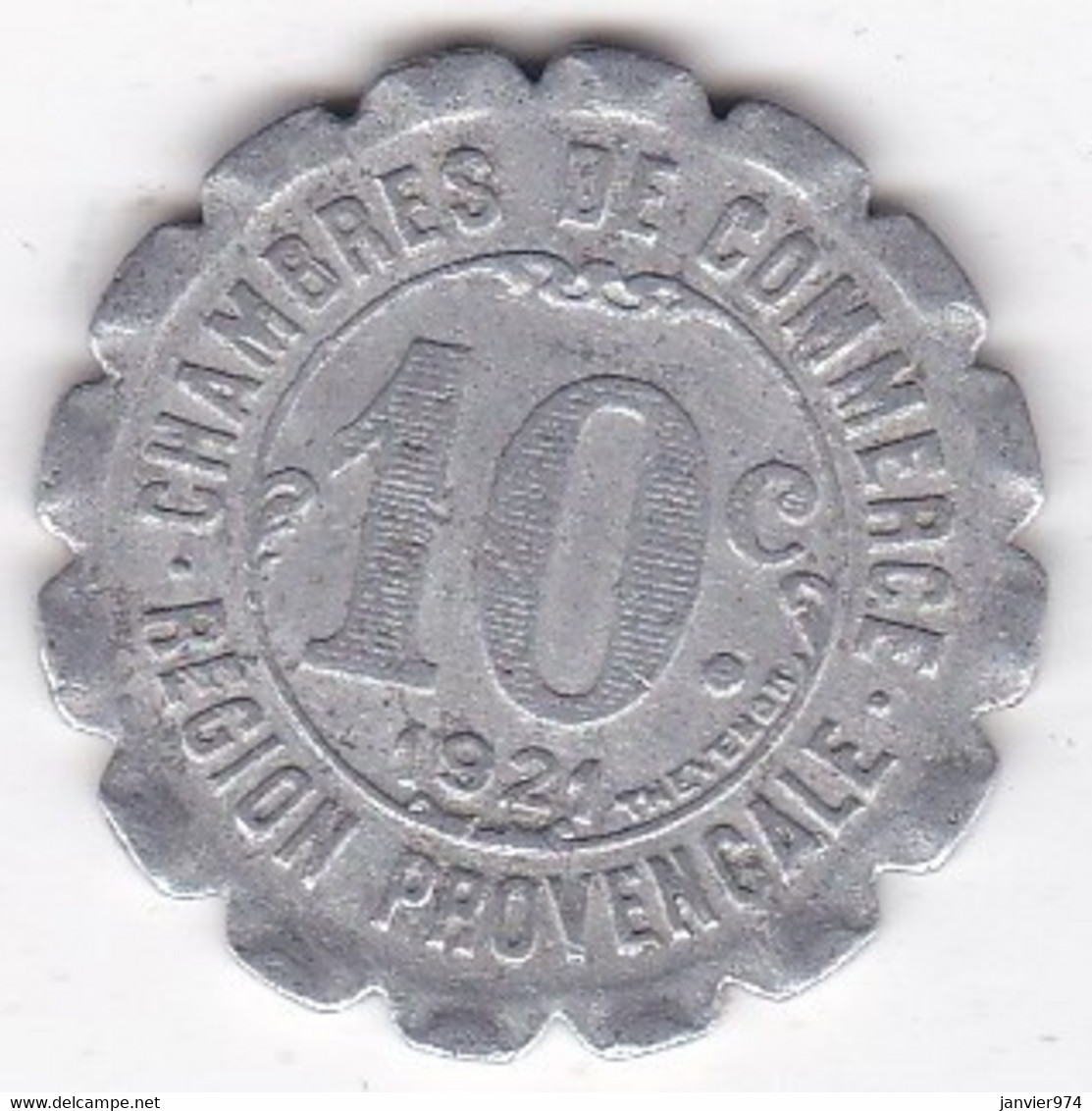 Région Provençale, Chambre De Commerce 10 Centimes 1921, En Aluminium - Monétaires / De Nécessité