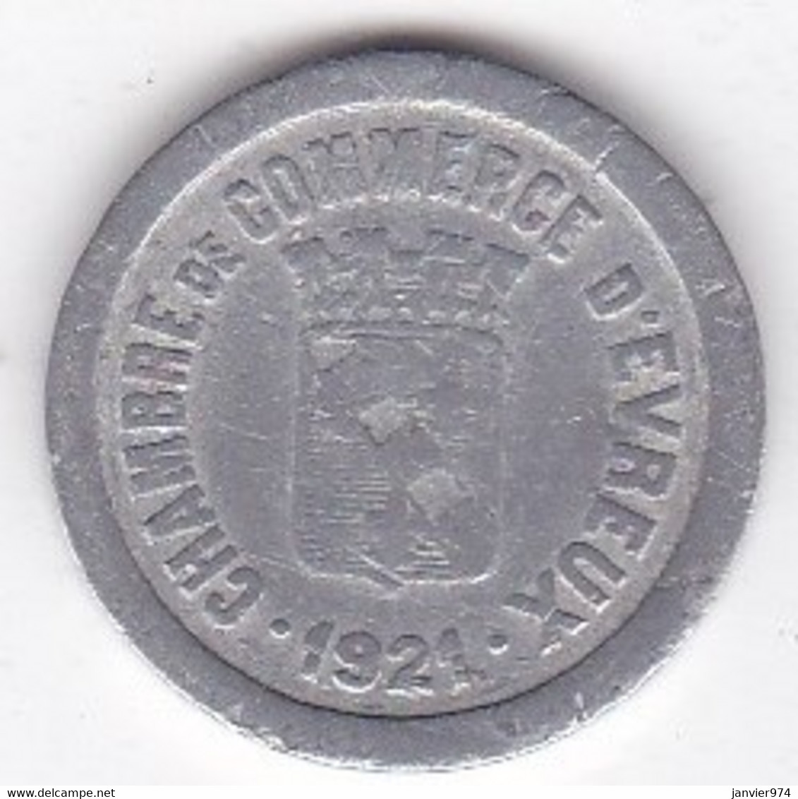 27. Eure. Evreux. Chambre De Commerce.  5 Centimes 1921, En Aluminium - Notgeld