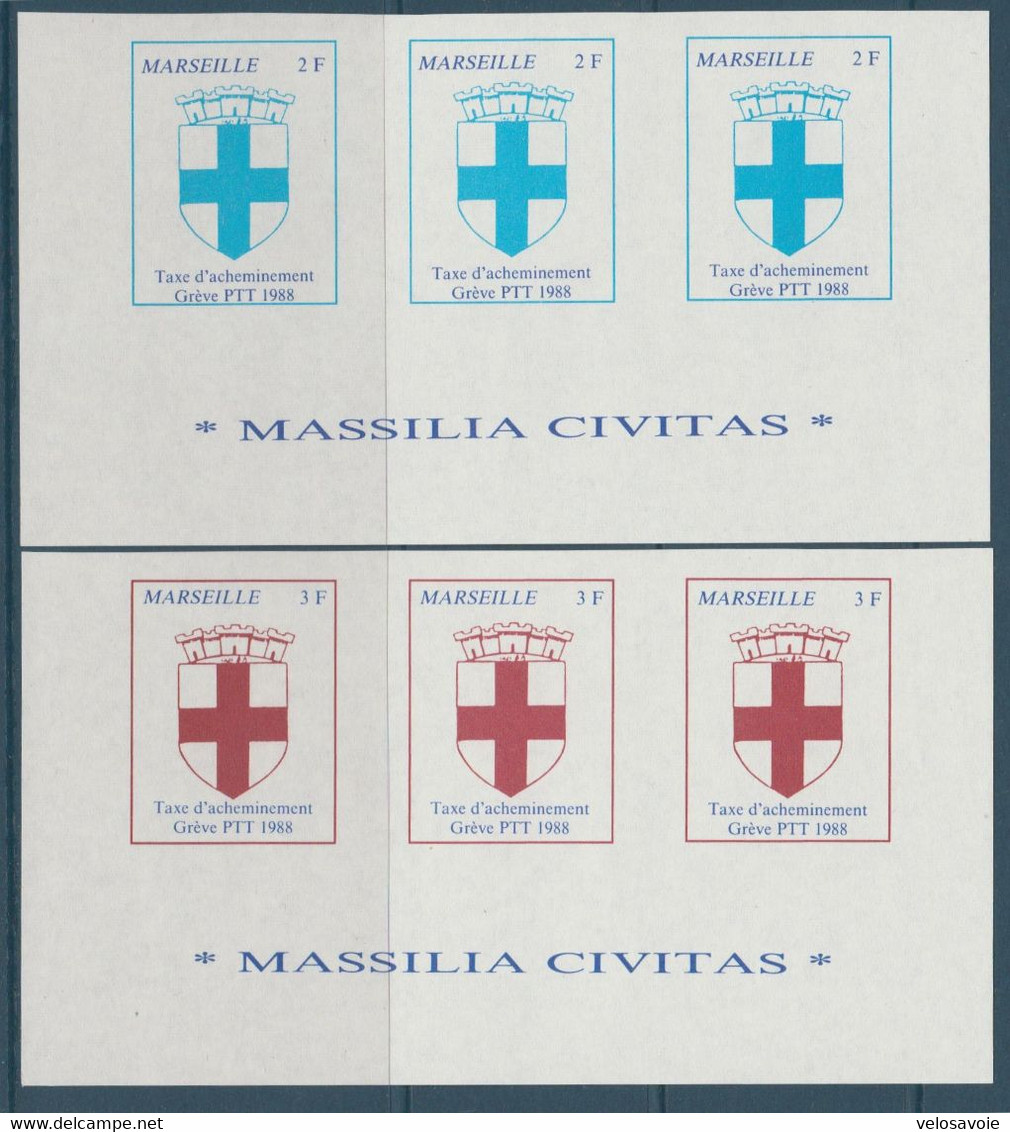 GREVE DE 1988 MARSEILLE 3 SERIES DE 3 VALEURS BORD DE FEUILLE MASSILIA CIVITAS NEUF SANS GOMME - Dokumente