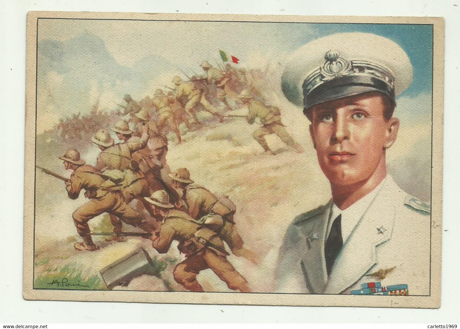 CARTOLINA POSTALE FORZE ARMATE 12 BTG. 10 COMP. IL DUCA D'AOSTA E L'EROICA DIFESA AMBA ALAGI ILL.TA FIRMATA - War 1939-45