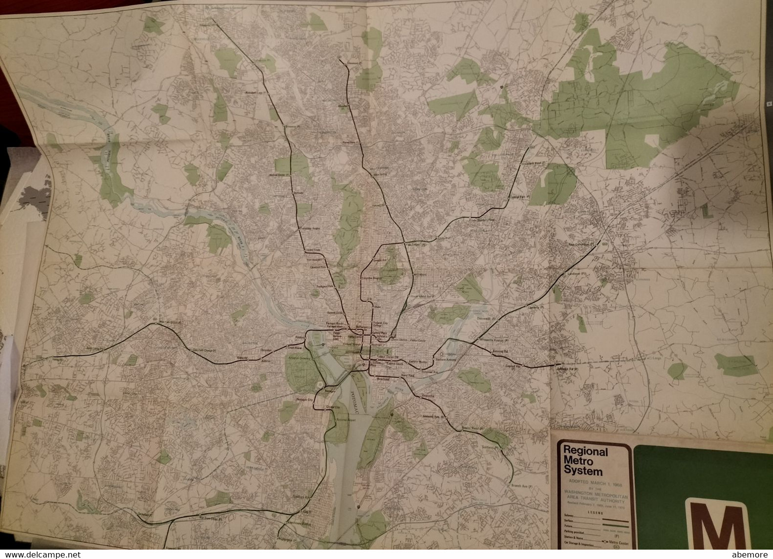 Grande Carte Du Réseau De Métro, Washington DC/Washington DC Metro WMATA System Map, 1973 - Wereld