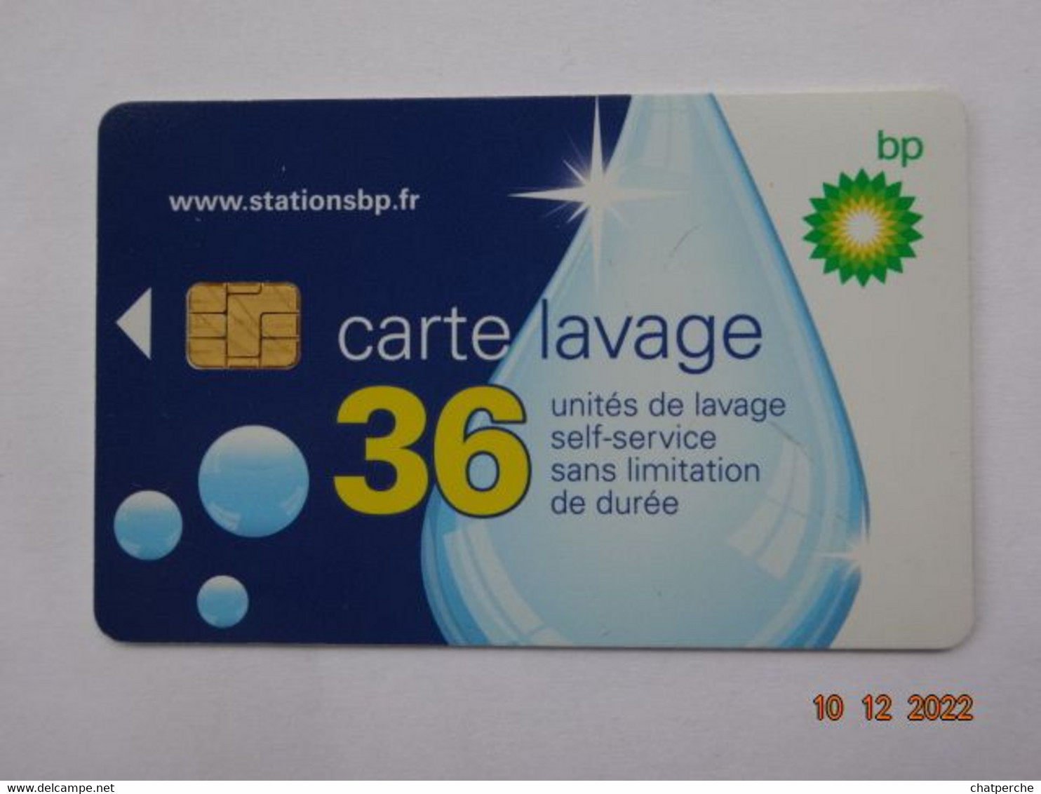 CARTE A PUCE CHIP CARD LAVAGE AUTO BP 36 UNITES - Car Wash Cards