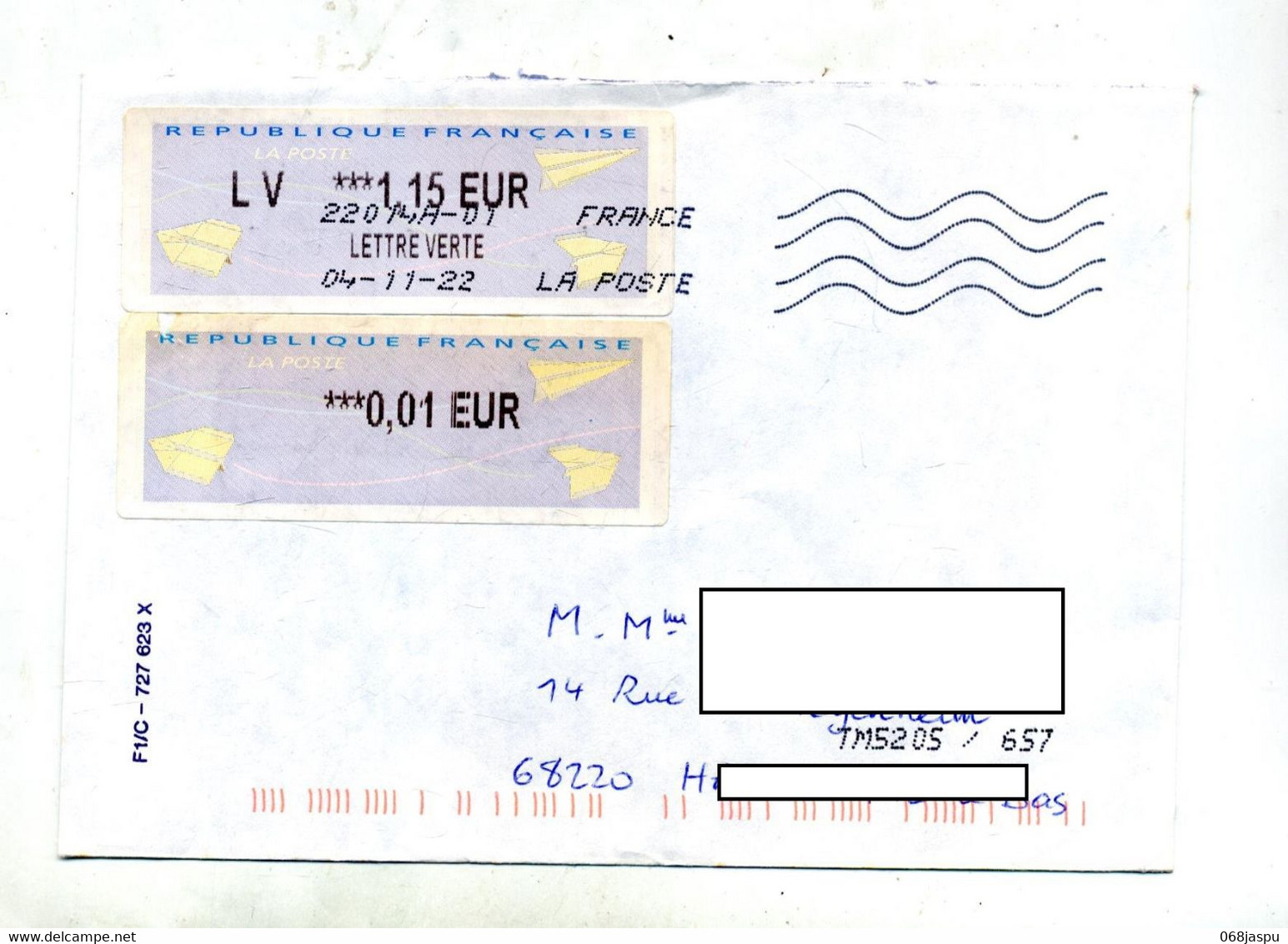 Lettre Flamme Chiffree Sous Code Sur Vignette Tarif - 2000 « Avions En Papier »