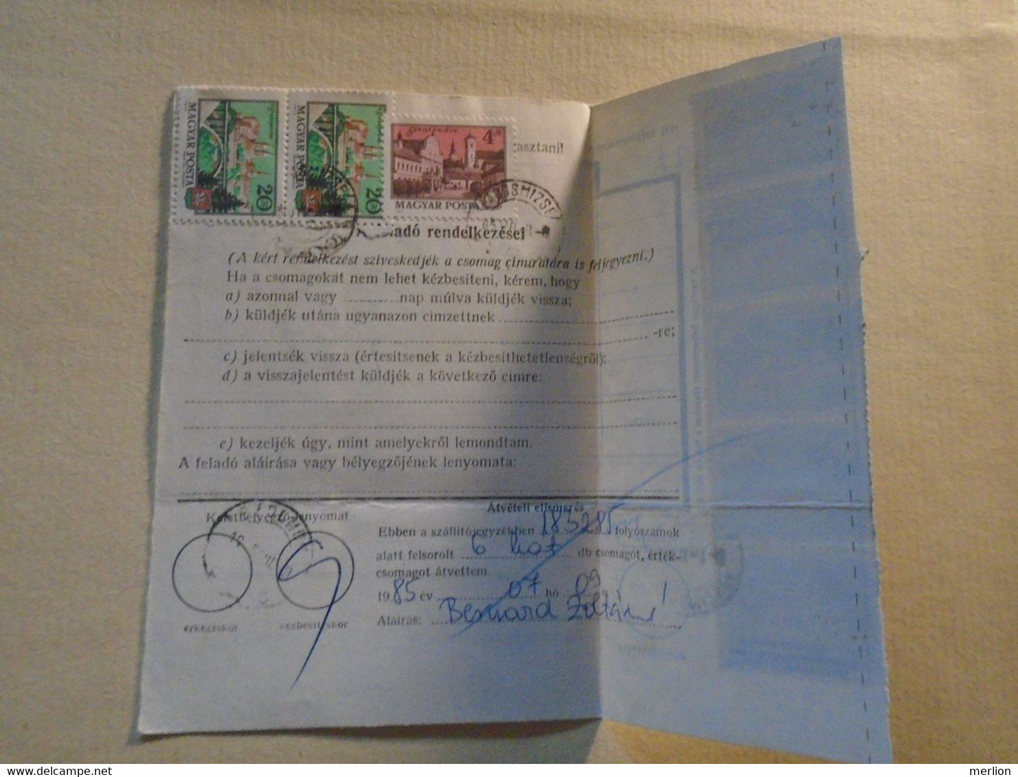 D191932 Hungary  - Parcel Delivery Note - Many Stamps  Lajosmizse - 1985 - Colis Postaux