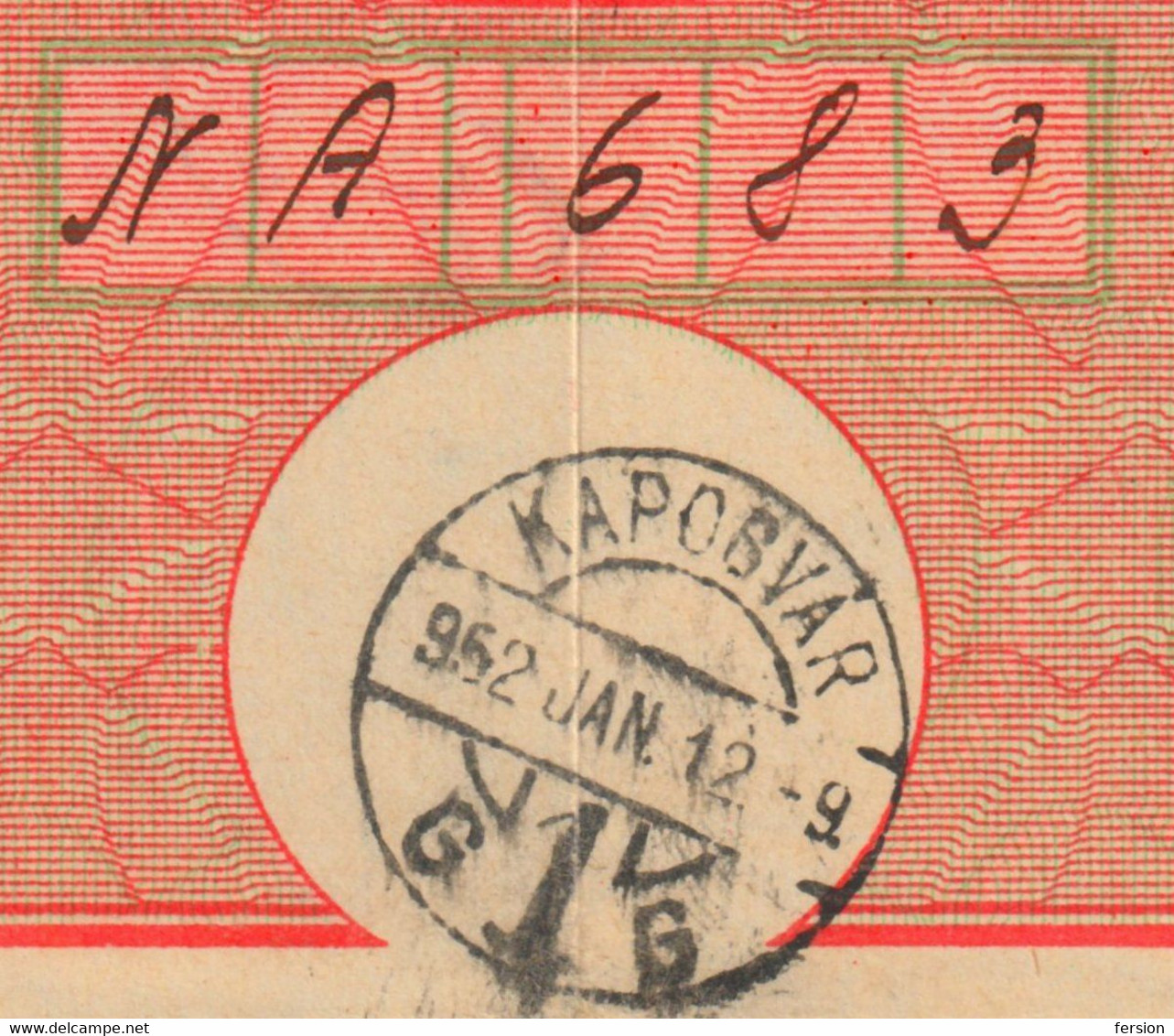 CAR VEHICLE AUTOMOBILE Fiscal Revenue Tax 1950 Hungary LABEL VIGNETTE 30 Ft 1952 KAPOSVÁR Postmark ​​​​​​​MBIK CAT. NO 5 - Fiscaux