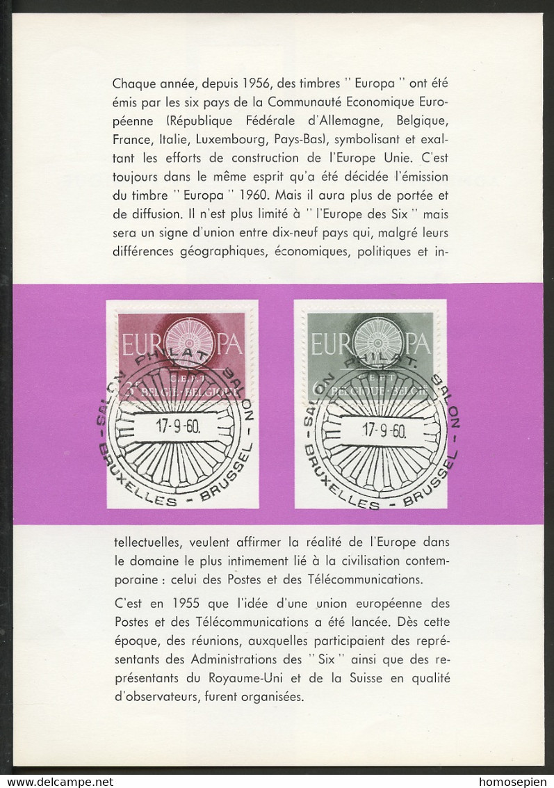Belgique - Belgium - Belgien Encart 1960 Y&T N°FDE1150 à 1151 - Michel N°ETB1209 à 1210 - EUROPA - 1951-1960