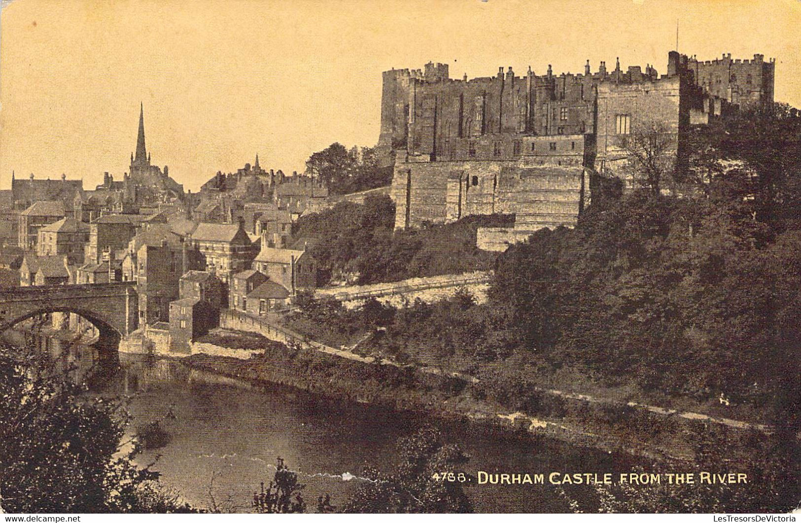 CPA Royaume Uni - Angleterre - Durham Castle From The River - Sepiatone Series - Photochrom Co. - Pont - Rivière - Durham City