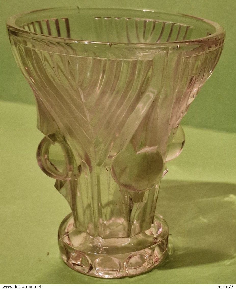 Ancien VASE Verre Très épais Et Lourd - Etat D'usage - Vers 1950 - Vases