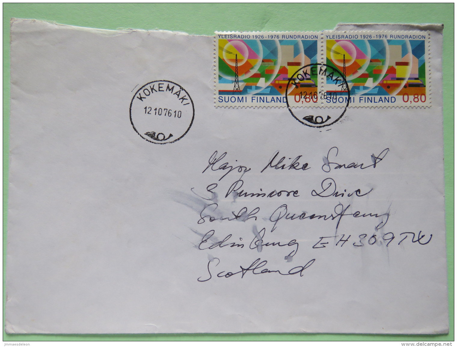 Finland 1976 Cover Kokemaki To Scotland U.K. - Radio And Television - Storia Postale