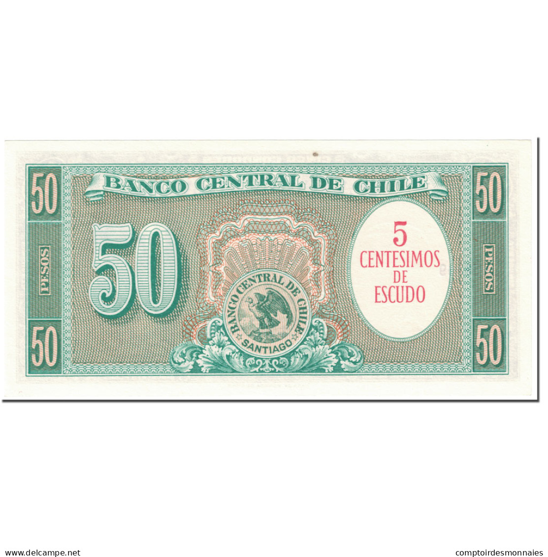 Billet, Chile, 5 Centesimos On 50 Pesos, 1960-61, Undated (1960-1961), KM:126b - Chile