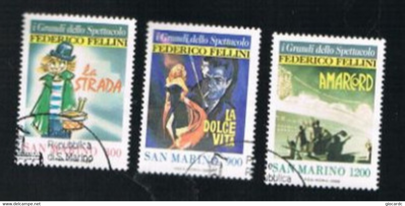 SAN MARINO - UNIF. 1233.1235 - 1988  CINEMA: F. FELLINI    (COMPLET SET OF 3) - USED° - Used Stamps