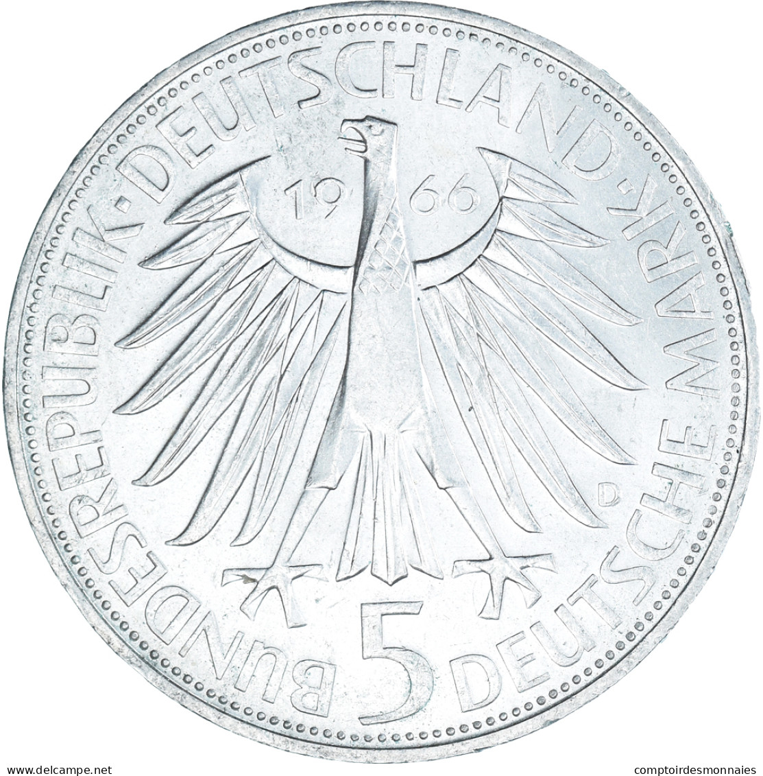 Monnaie, République Fédérale Allemande, 5 Mark, 1966, Munich, Germany, Death - Commemorations