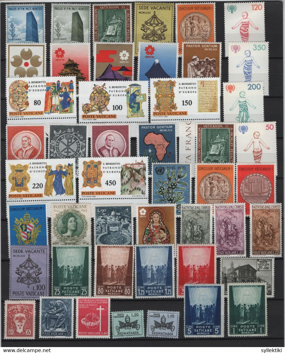 VATICAN COLLECTION OF 120 DIFFERENT MNH STAMP & 8 MINIATURE SHEETS - Sammlungen