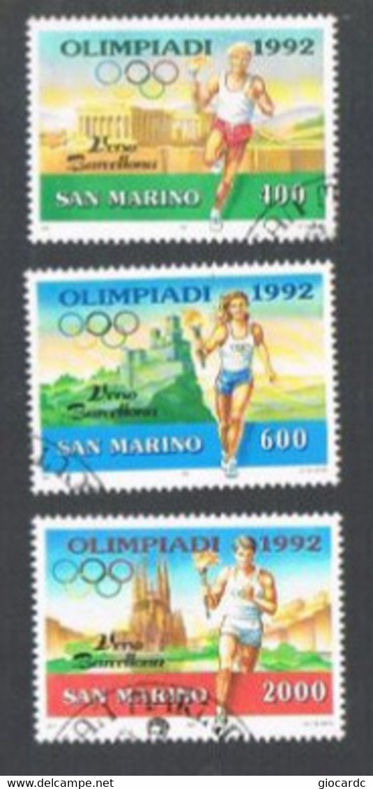 SAN MARINO - UN  1318.1320 - 1991 PREOLIMPICA: VERSO BARCELLONA     (COMPLET SET OF 3 )   - USED° - Oblitérés