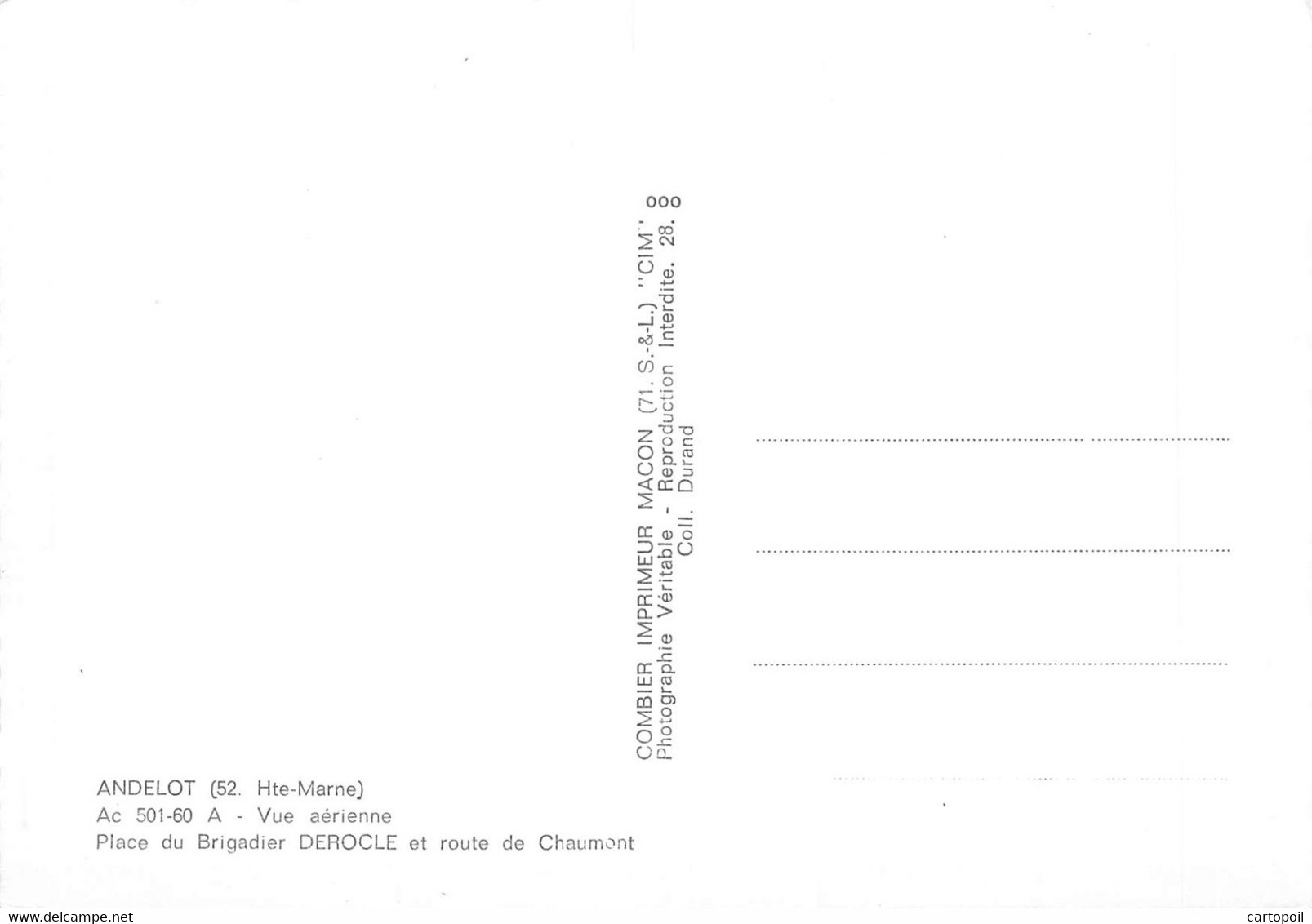 52 - ANDELOT - Un Beau Panorama Aérien Colorisé - Place Du Brigadier Derocle - Route De Chaumont - Andelot Blancheville
