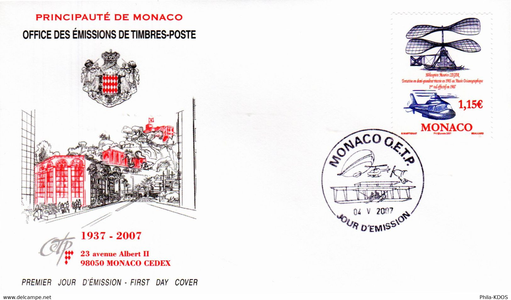 " 100 ANS DU 1er VOL DE L'HELICOPTERE DE MAURICE LEGER " Sur Enveloppe 1er Jour De 2007. N° YT 2597. Parf. état. FDC - Hubschrauber