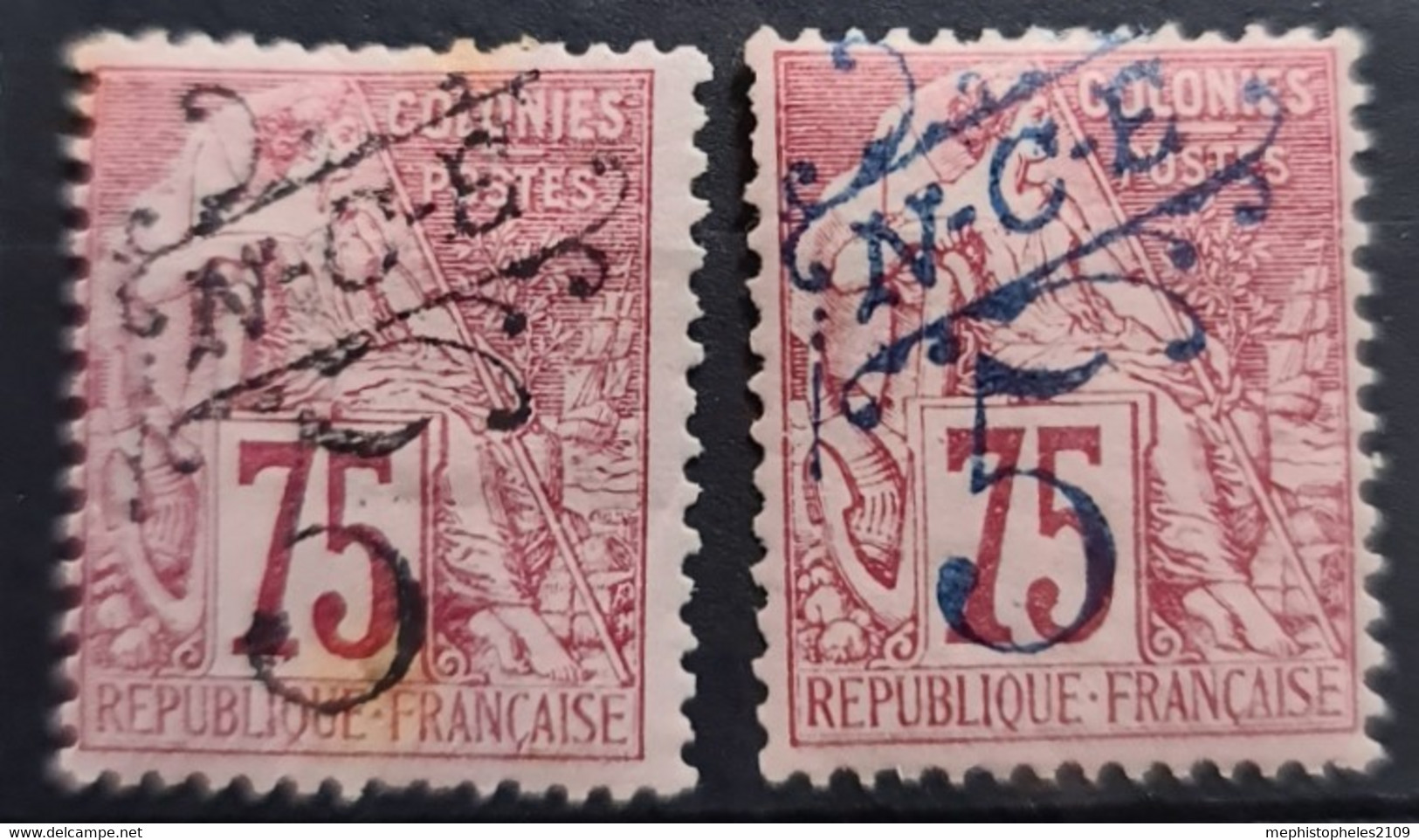 NOUVELLE CALÉDONIE 1892-93 - MLH - YT 37, 38 - Oblitérés