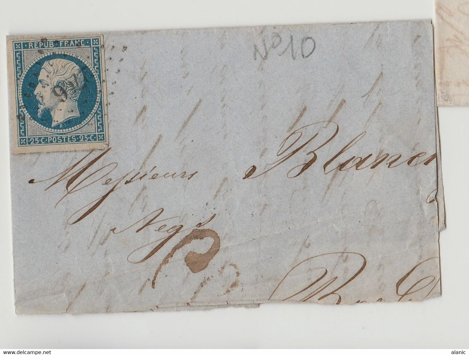 FRANCE-N° 10 Sur Devant De Lettre LA ROCHELLE  Pour BORDEAUX  1854  TIMBRE BE - 1852 Louis-Napoleon