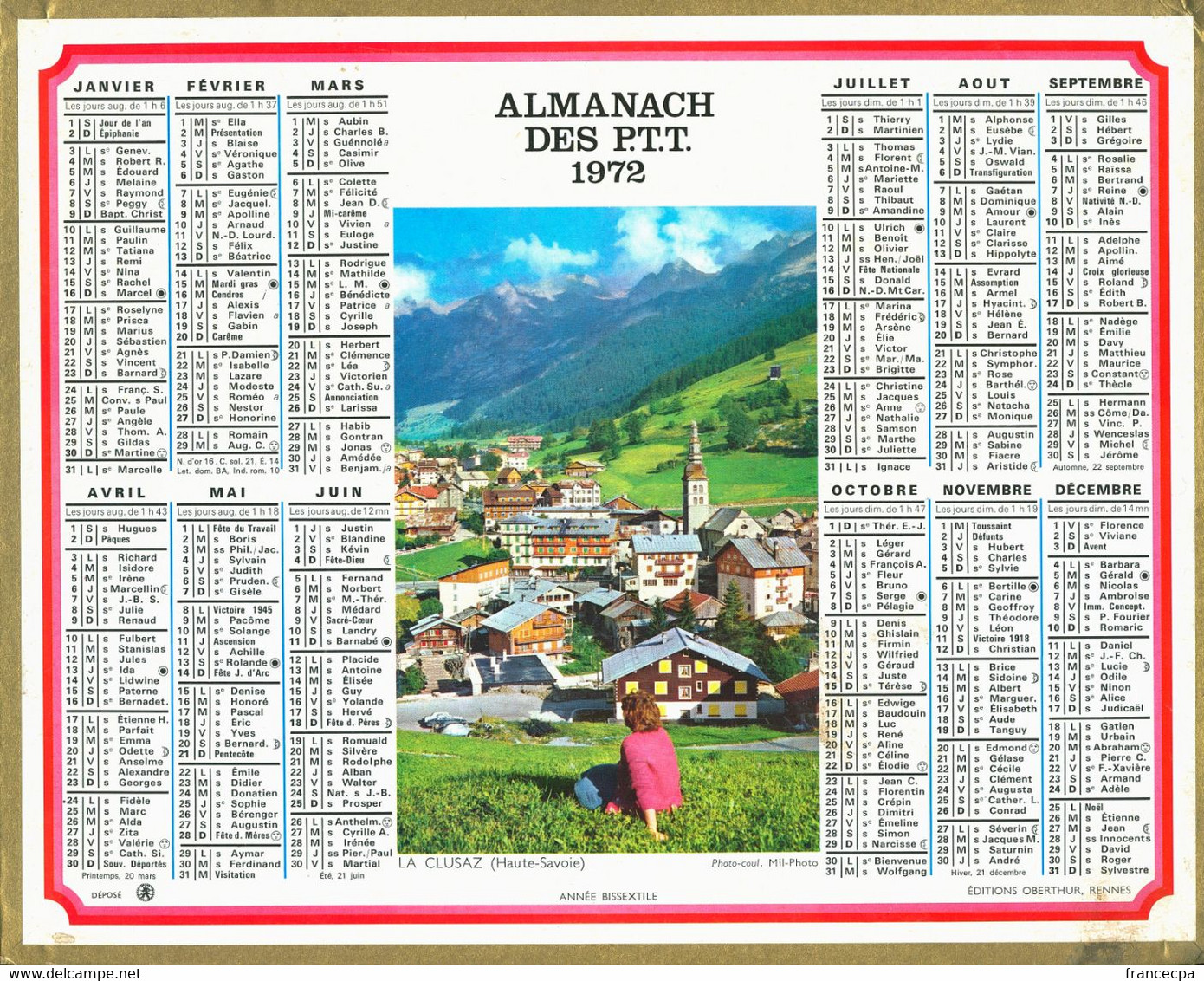 039 - ALMANACH DES P.T.T  1972 - Grand Format : 1971-80