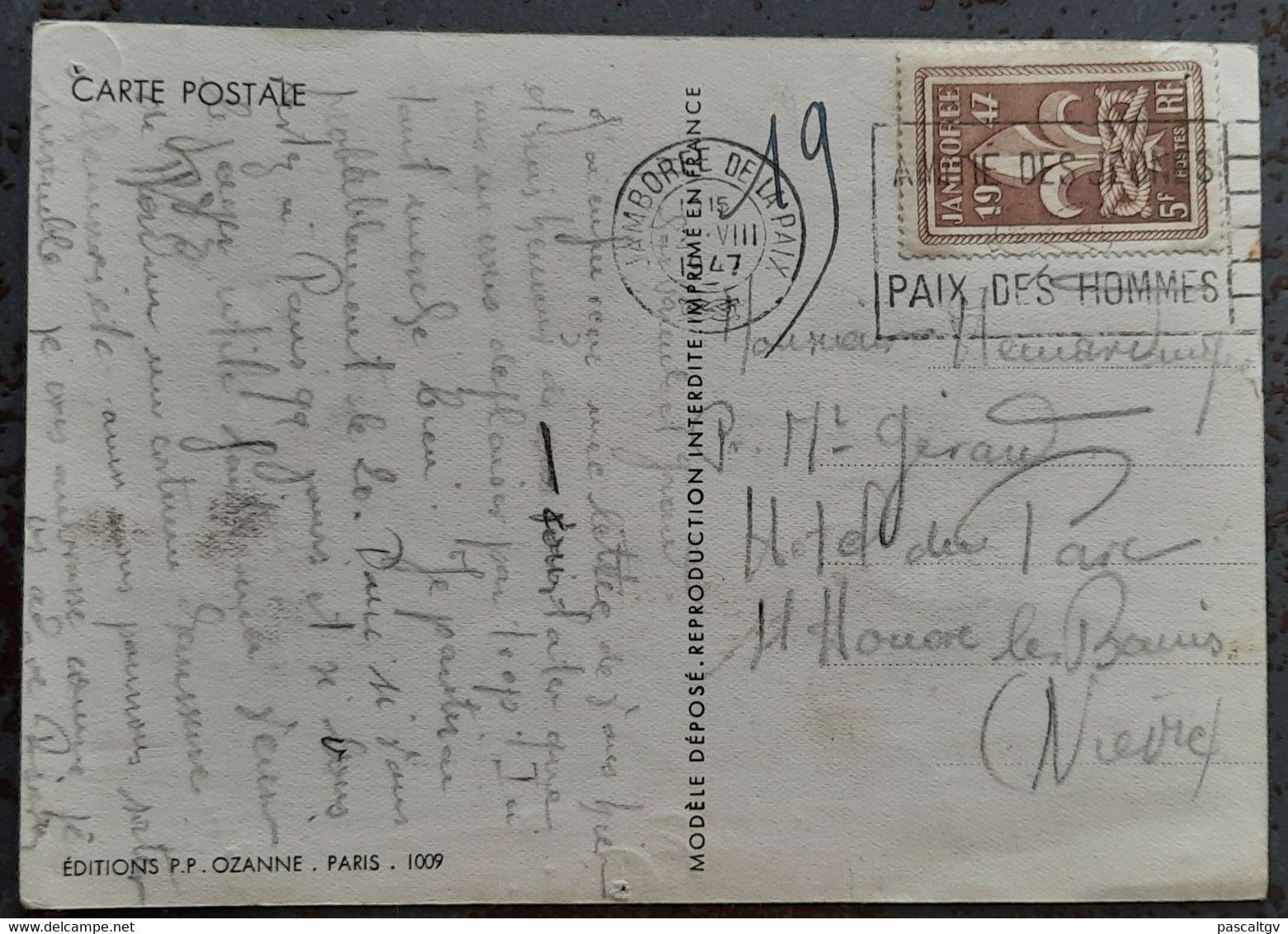 FRANCE - "EDITION OZANNE PARIS 1009 - N°787" - "Jamboree De La Paix" - 02/08/1947 - TTB - Brieven En Documenten