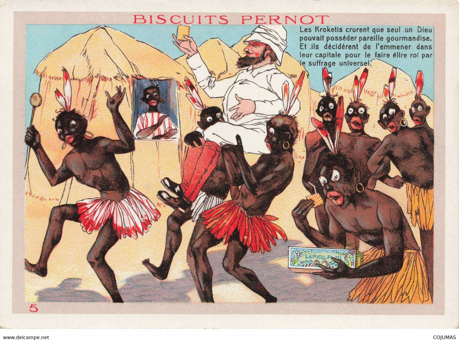 CHROMOS - S01940 - Biscuits Pernot - Indigènes - Tribu - Boite - Héros -  Tente - Case - Environ 12x9 Cm - L1 - Pernot