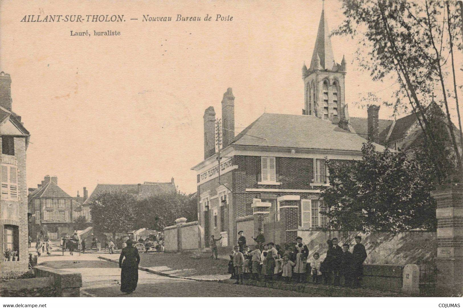 89 - AILLANT SUR THONON - S00464 - Nouveau Bureau De Poste - Lauré Buraliste - Eglise  - L1 - Aillant Sur Tholon
