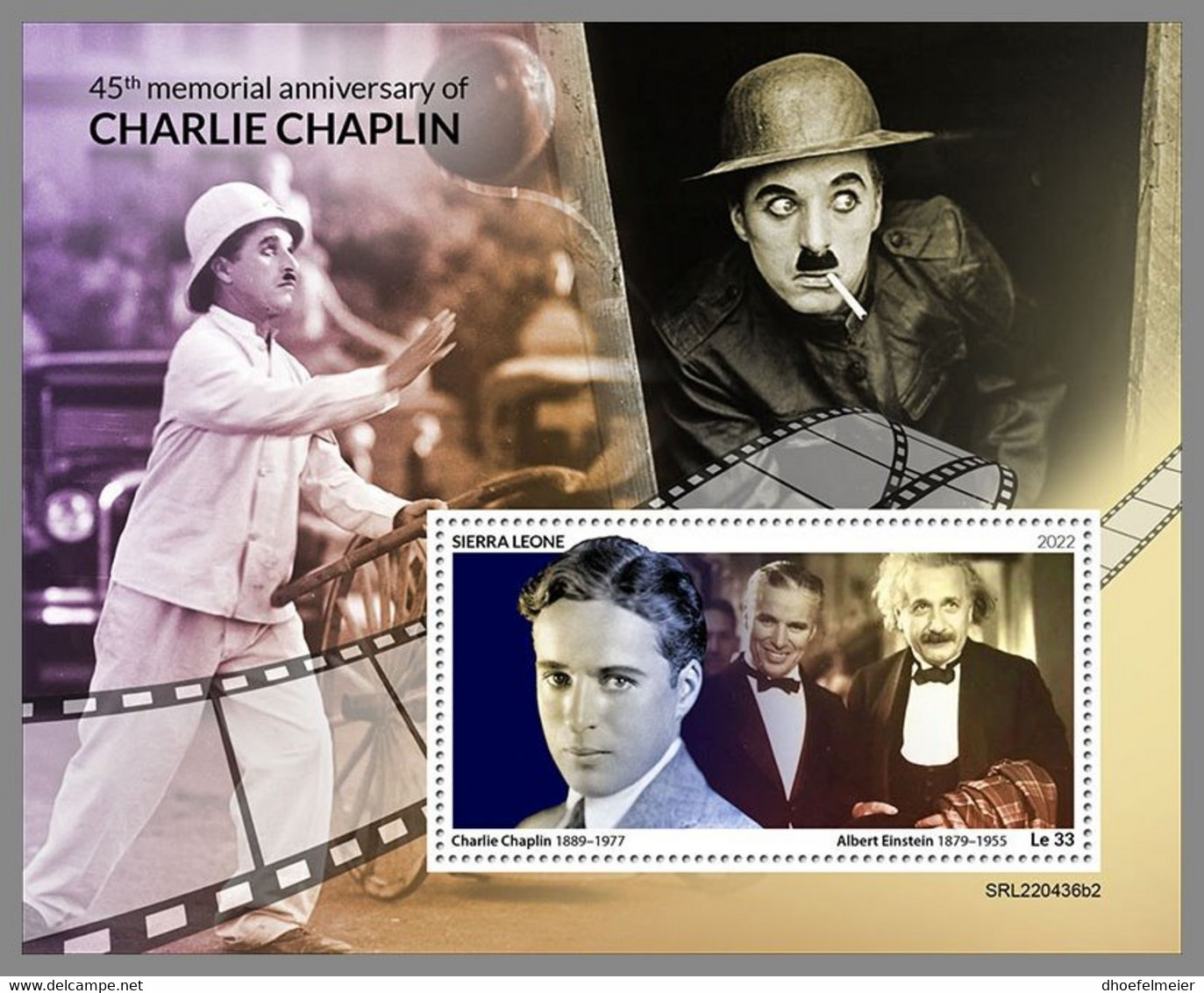 SIERRA LEONE 2022 MNH Albert Einstein Charlie Chaplin S/S 2 - OFFICIAL ISSUE - DHQ2249 - Albert Einstein