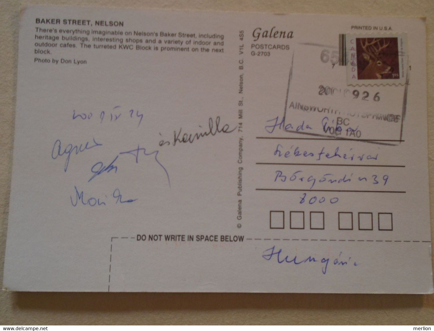 D192163   Canada  Postcard  -Baker Street - Nelson BC   Stamp Deer 2009 - Briefe U. Dokumente