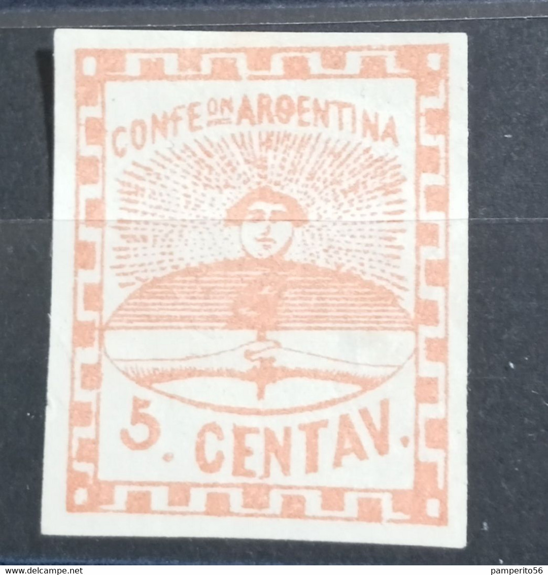 ARGENTINA CONFEDERACION AÑO 1858 - JG001 ESCUDITO 5c -  VC 40€ - Oblitérés