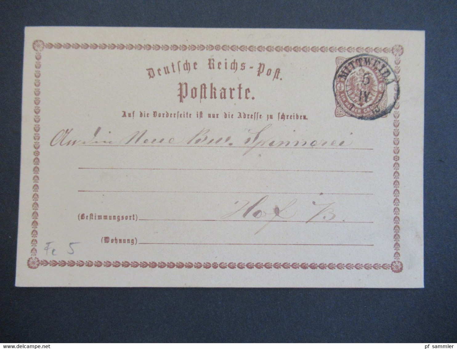 DR Reichspost 3.1873 Ganzsache P1 Adler In Großer Ellipse Stempel Mittweida Nach Hof Mit Ank. Stempel - Lettres & Documents