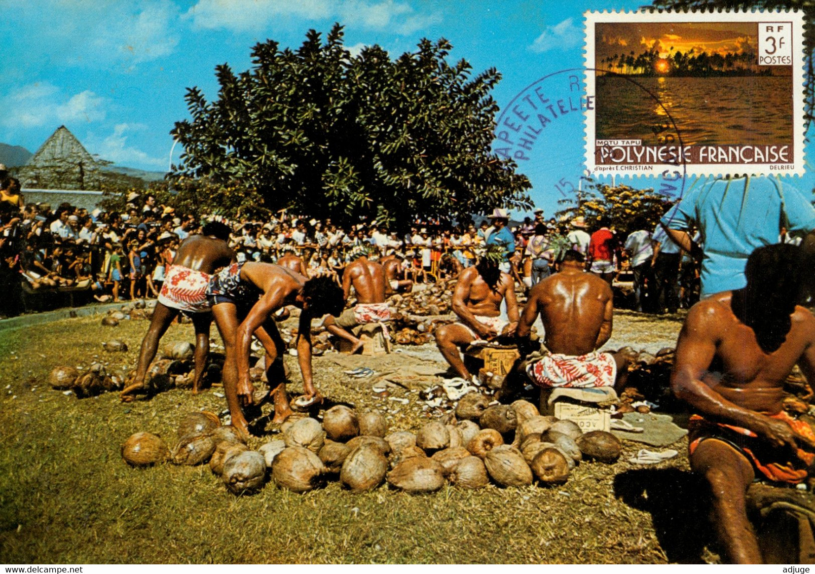 TAHITI - Concours De Préparation Du COPRAH_Oblitération Philatélique PAPEETE * Timbre Motu Tapu 3 Fr.. 2 Scan - Französisch-Polynesien