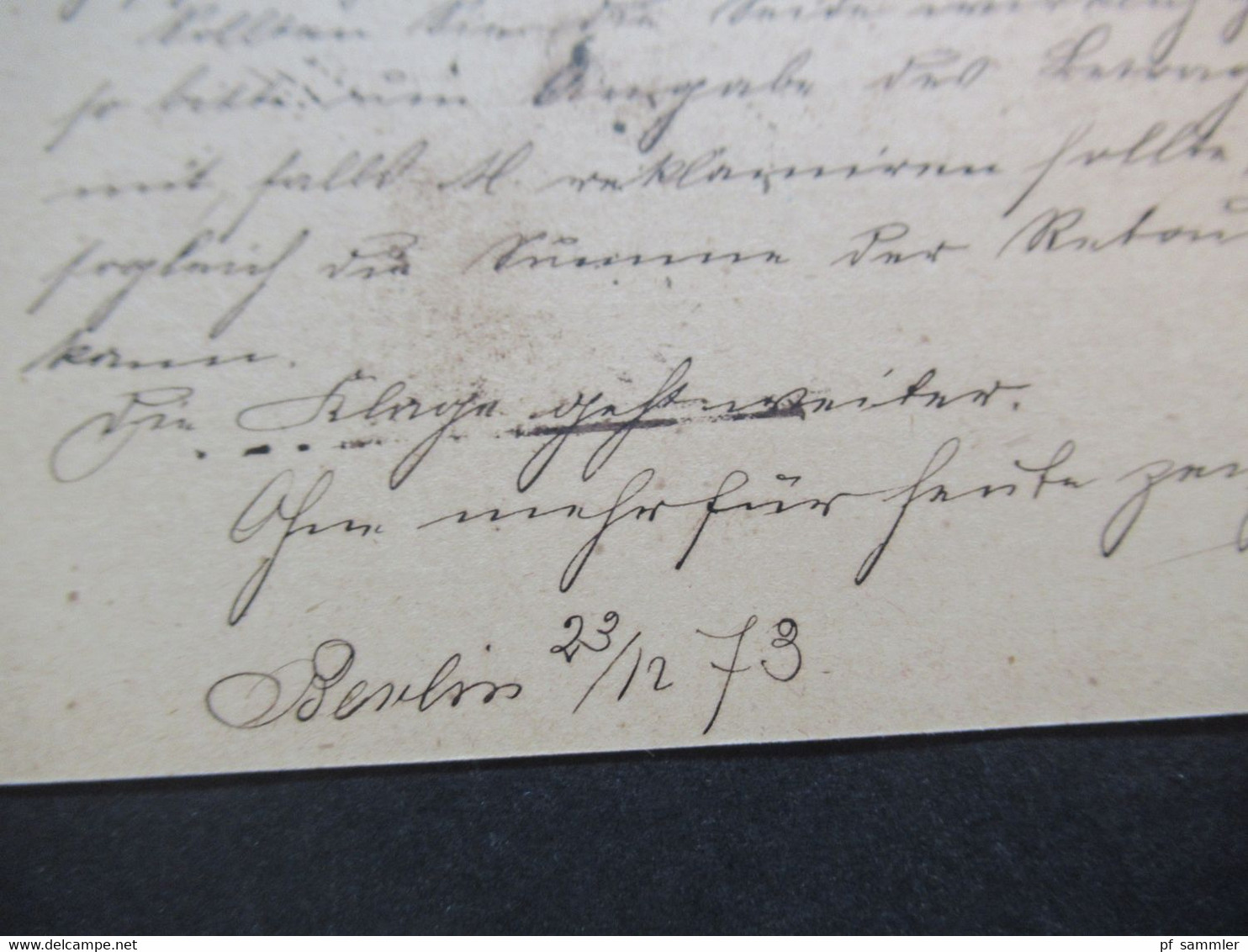 DR Reichspost 23.12.1873 Ganzsache P1 Adler In Großer Ellipse Stempel K1 Berlin P.A. 50 Nach Waldkirch In Baden - Cartas & Documentos