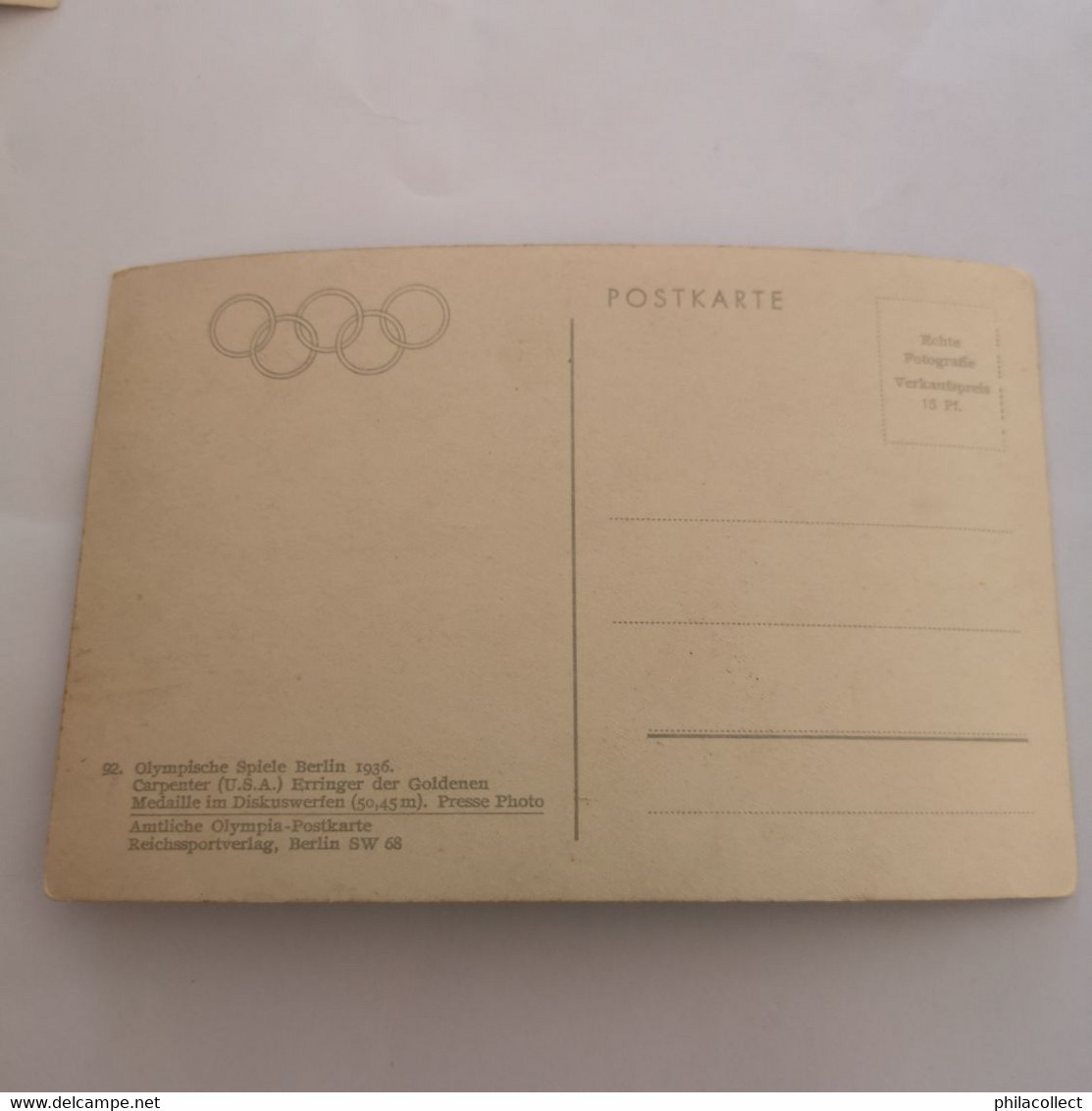 Olympics - Jeux Olympiques 1936 Berlin  // Carpenter  19?? - Olympic Games