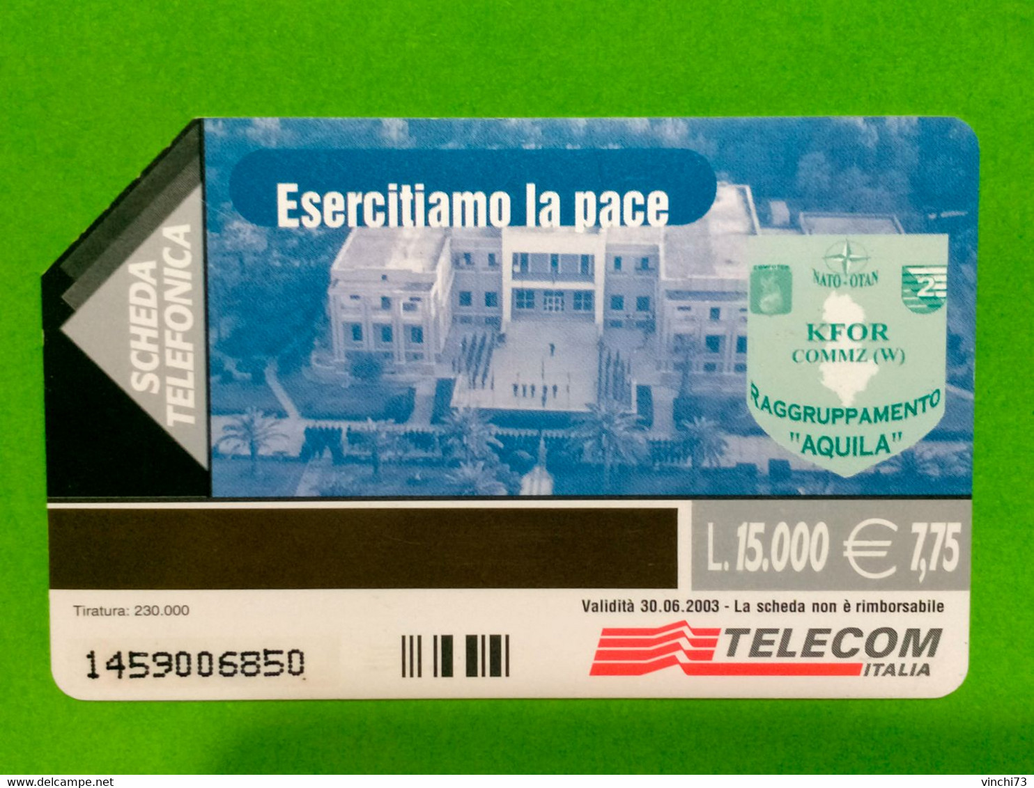 ! - ITALIA -SCHEDA TELEFONICA ESERCITIAMO LA PACE - Públicas Temáticas