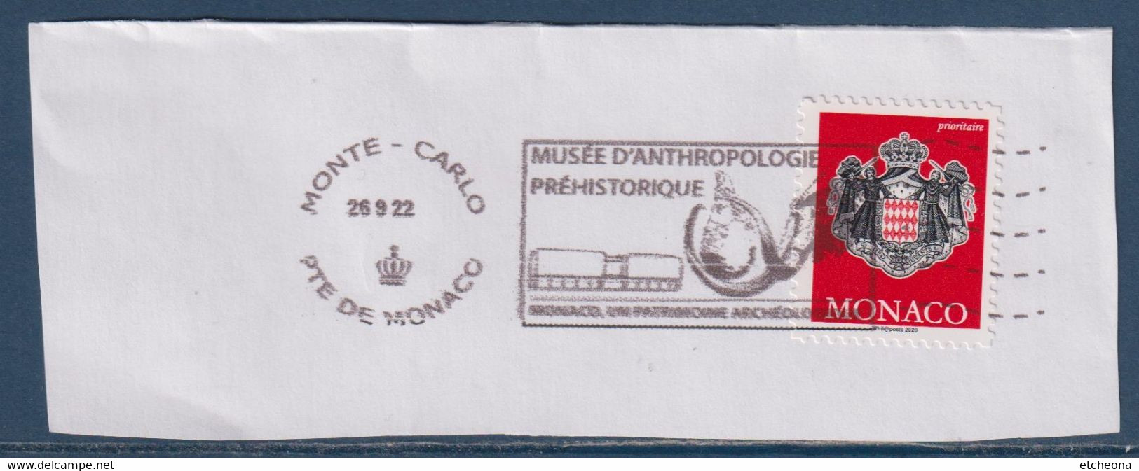 Monaco 2020 Adhésif N°3220 (type Du 2280) Avec Flamme Musée D’Anthropologie Préhistorique Monte-Carlo 26.9.22 - Cartas & Documentos