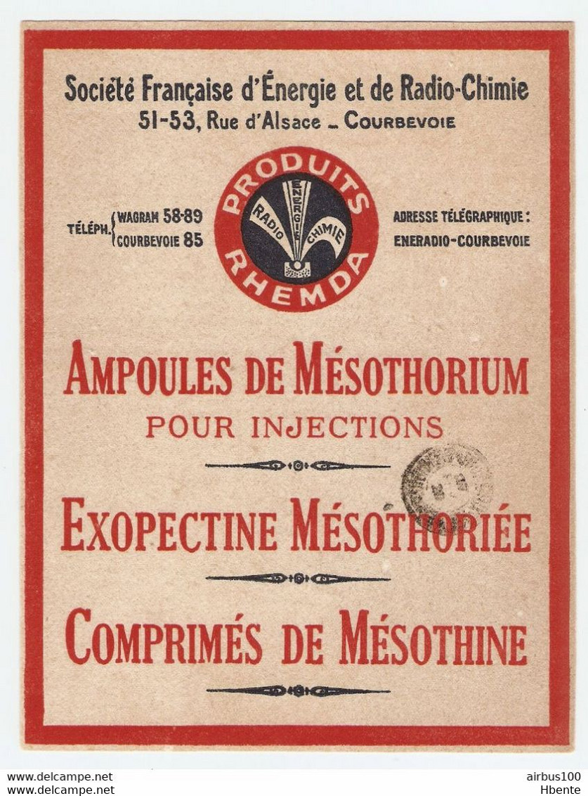 Rhemda Ampoules De Mésothorium Thorium Publicité - Advertising (Photo) - Objects