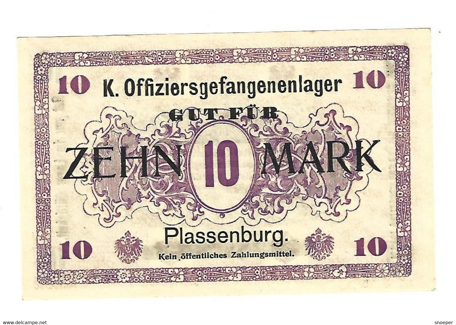 *germany Offizier  Gefangenenlager  Plassenburg 10 Mark  05.23a - Andere & Zonder Classificatie