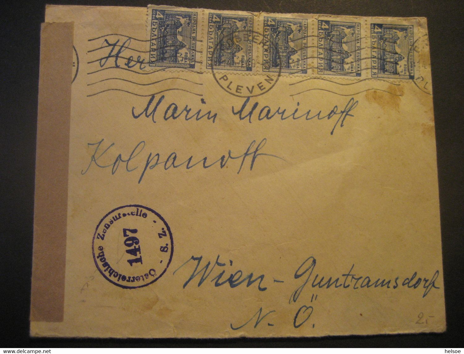 Bulgarien 1948- Zensurbrief Gelaufen Mit Von Pleven Nach Wien Guntramsdorf - Briefe U. Dokumente