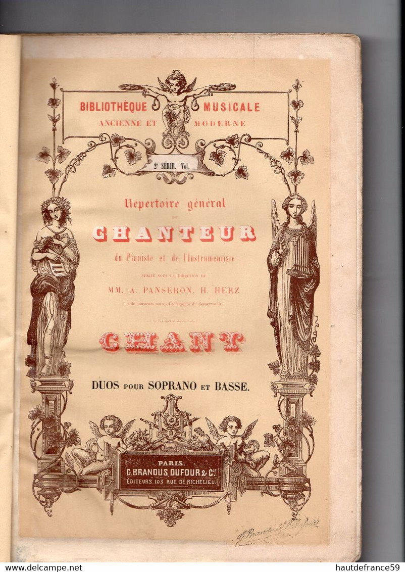 RECUEIL Répertoire Partitions 1908 Paroles & Musique , 216 Pages  - CHANTEUR DUOS SOPRANO & BASSE édit Brandus & Dufour - Choral