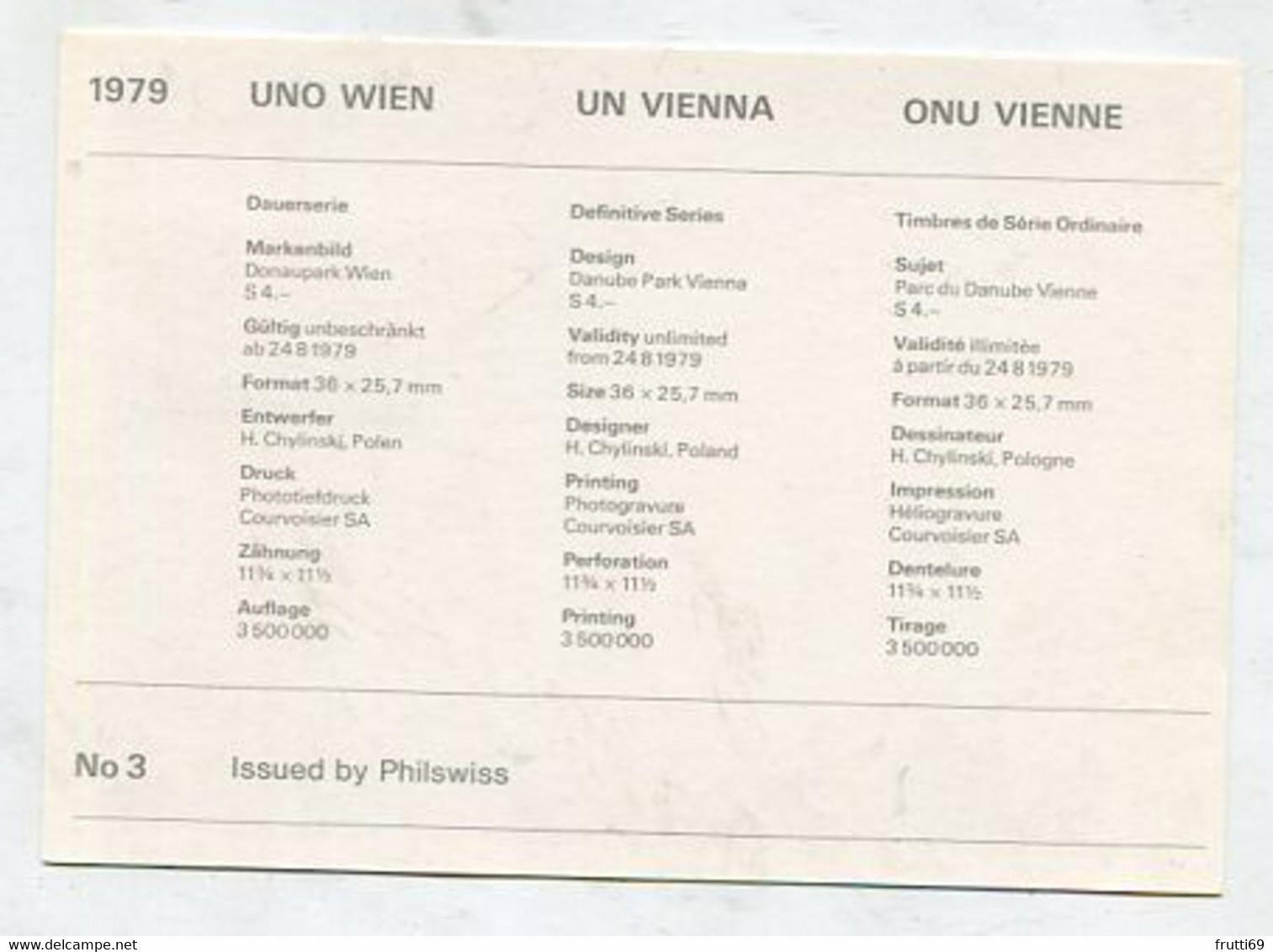 MC 099113 UNO VIENNA - Wien - Dauerserie  - 1979 - Maximum Cards