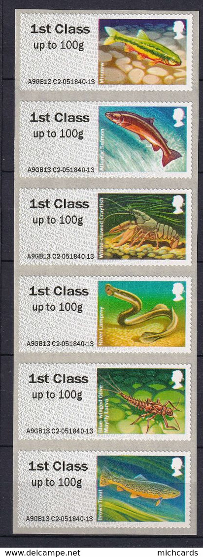 203 GRANDE BRETAGNE 2013 - Y&T 58/63 Distributeur Adhesif - Poisson - Neuf ** (MNH) Sans Charniere - Post & Go (distributori)